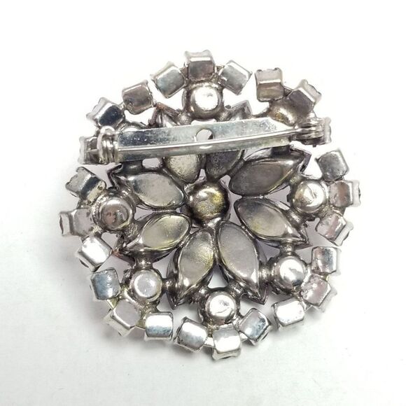 Vintage Light Purple Rhinestone Cluster Flower Floral Shape Brooch Pastel Estate - Picture 3 of 6